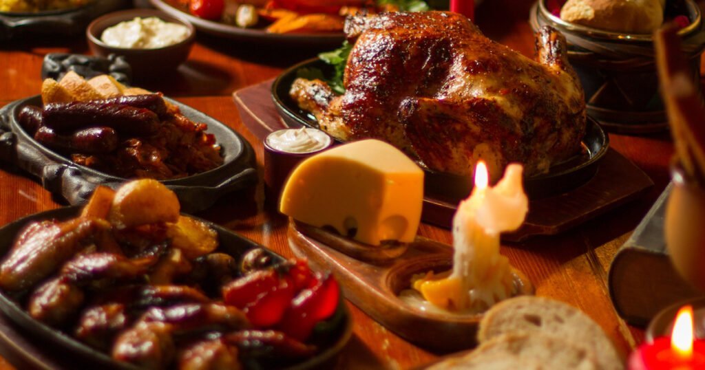 Image of tasty medieval kings food on table