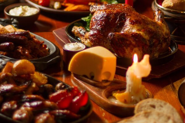 Image of tasty medieval kings food on table
